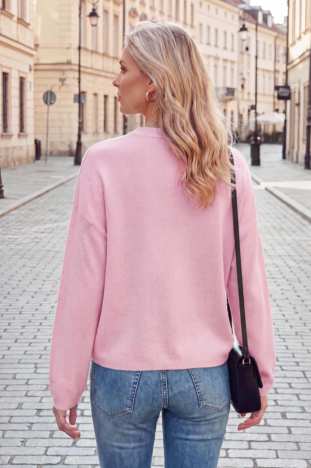 image:imageArachampCloz Womens Relaxed Fit Sweaters Spring Fall Casual Cozy Tops 2026Light Pink