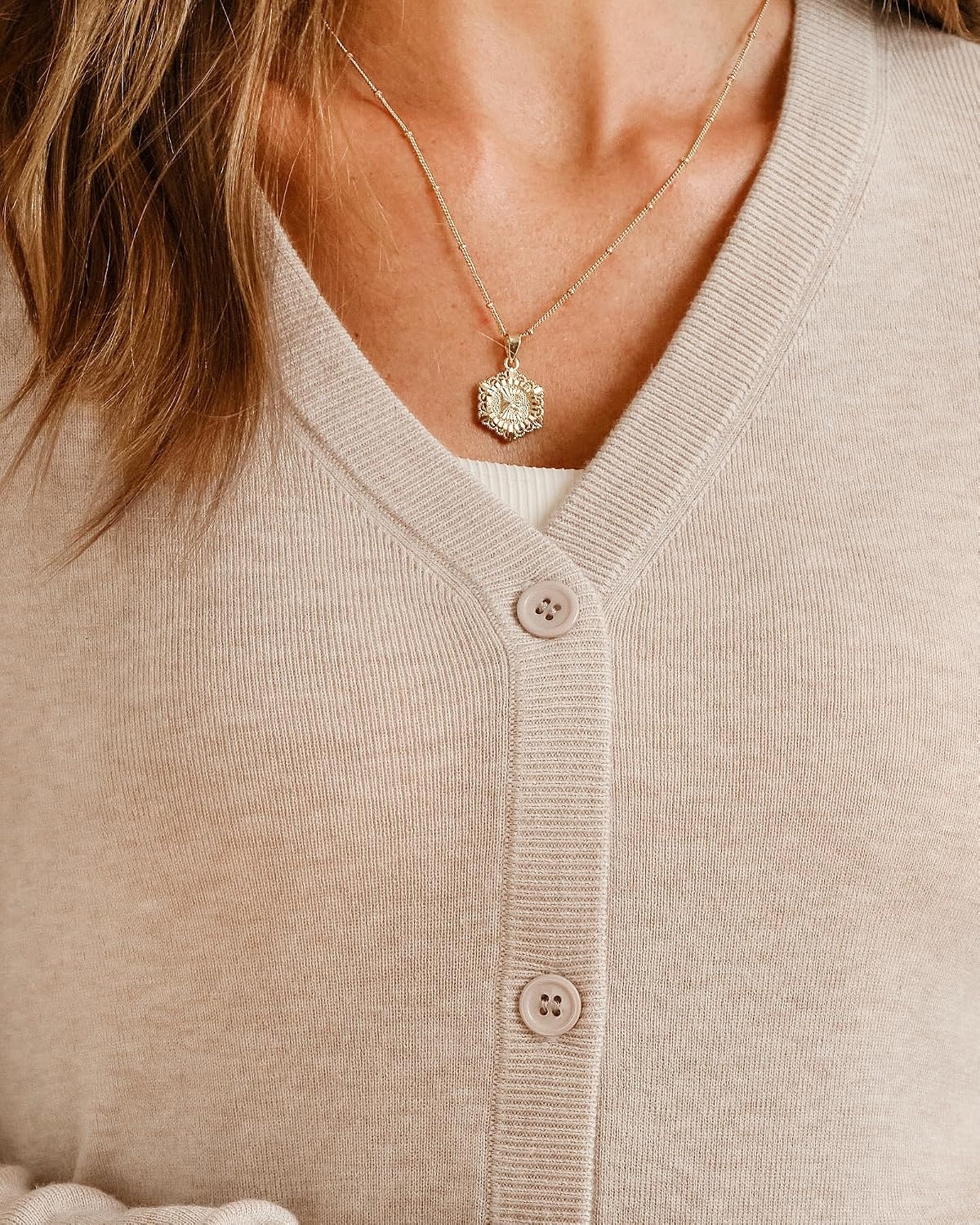 image:imageArachampCloz Womens Wool Blend Business Casual Fall Cardigan Sweaters TopsApricot