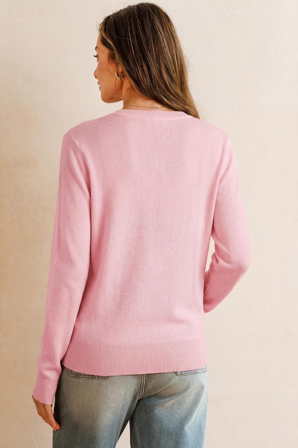 image:imageArachampCloz Womens Wool Blend Business Casual Fall Cardigan Sweaters TopsLight Pink