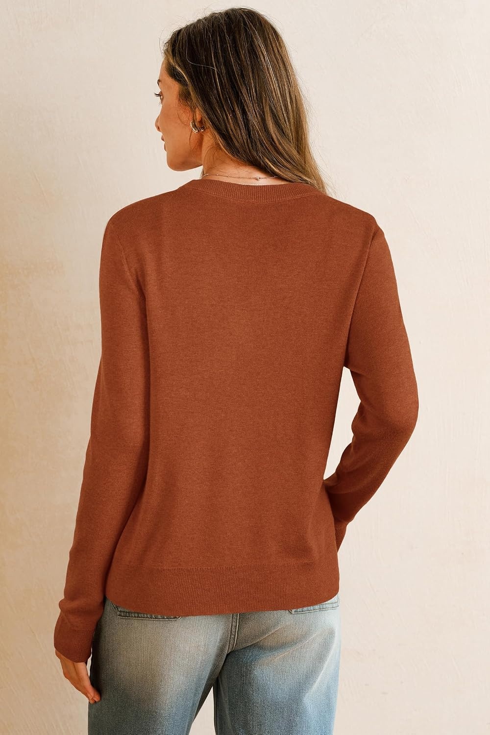 image:imageArachampCloz Womens Wool Blend Business Casual Fall Cardigan Sweaters TopsTerracotta