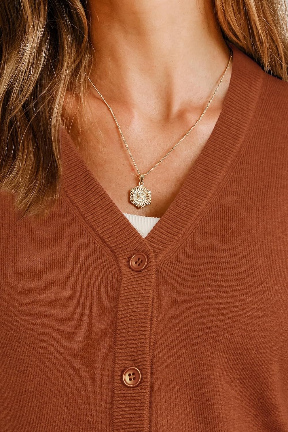 image:imageArachampCloz Womens Wool Blend Business Casual Fall Cardigan Sweaters TopsTerracotta