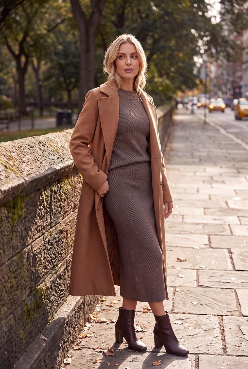 image:imageArachampCloz Womens Wool Blend Fall Business Casual Sweater Skirt SetCoffee
