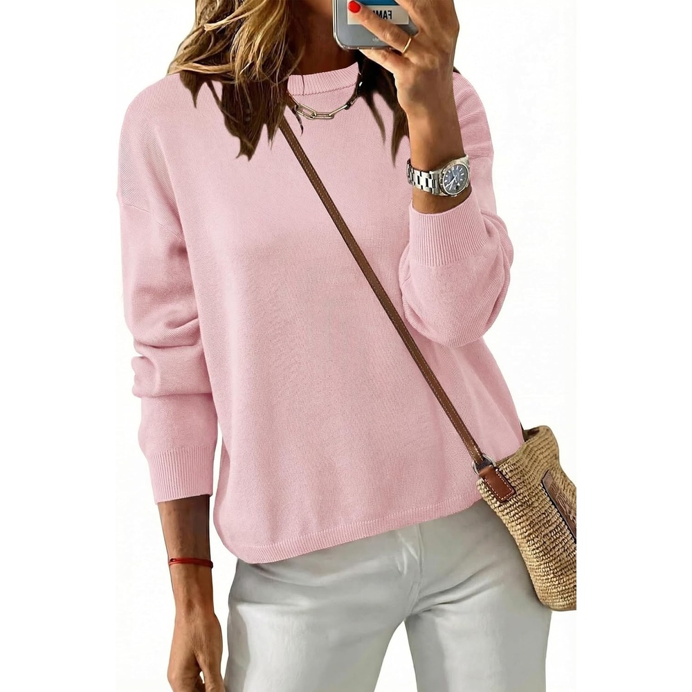 image:imageArachampCloz Womens Relaxed Fit Sweaters Spring Fall Casual Cozy Tops 2026Light Pink