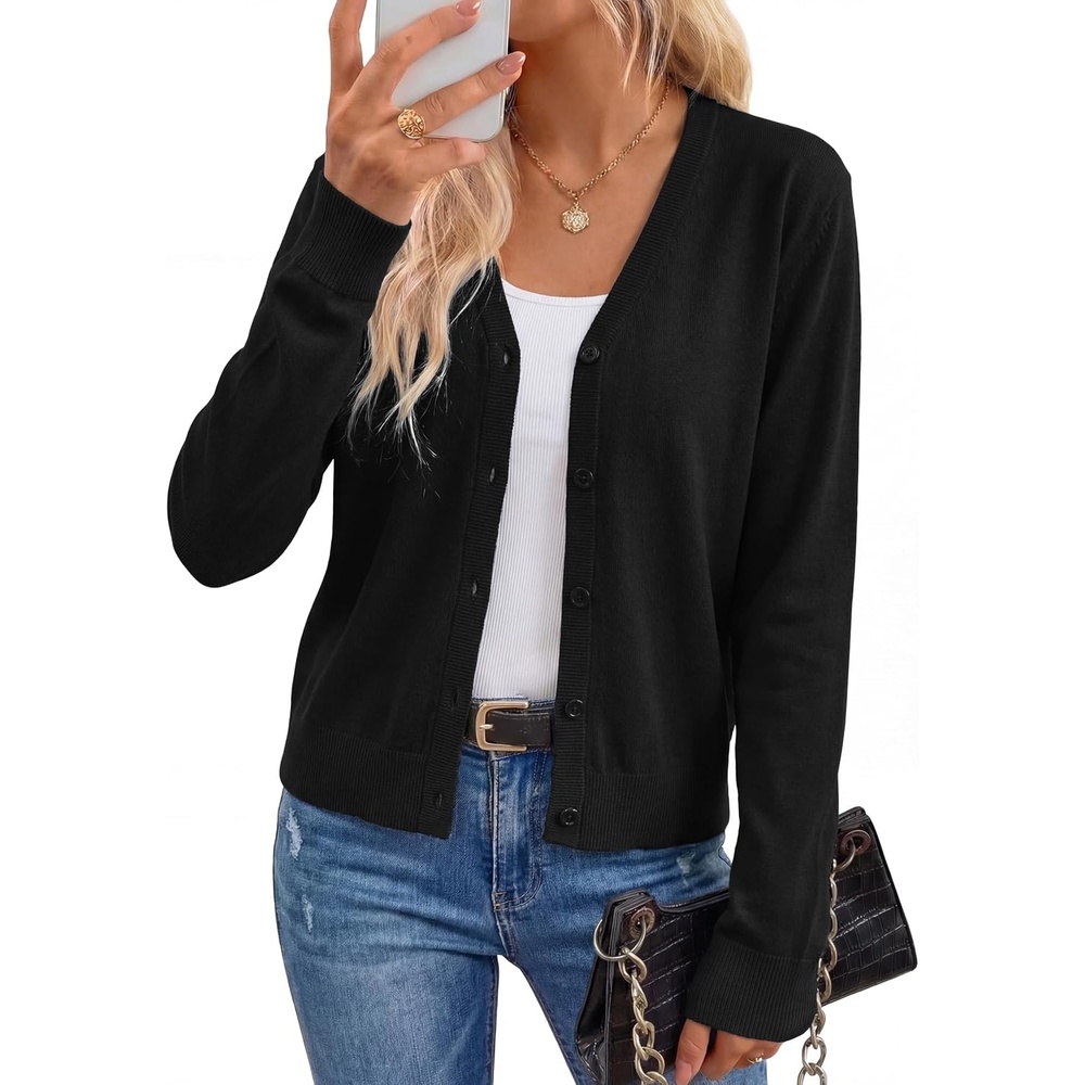 image:imageArachampCloz Womens Wool Blend Business Casual Fall Cardigan Sweaters TopsBlack