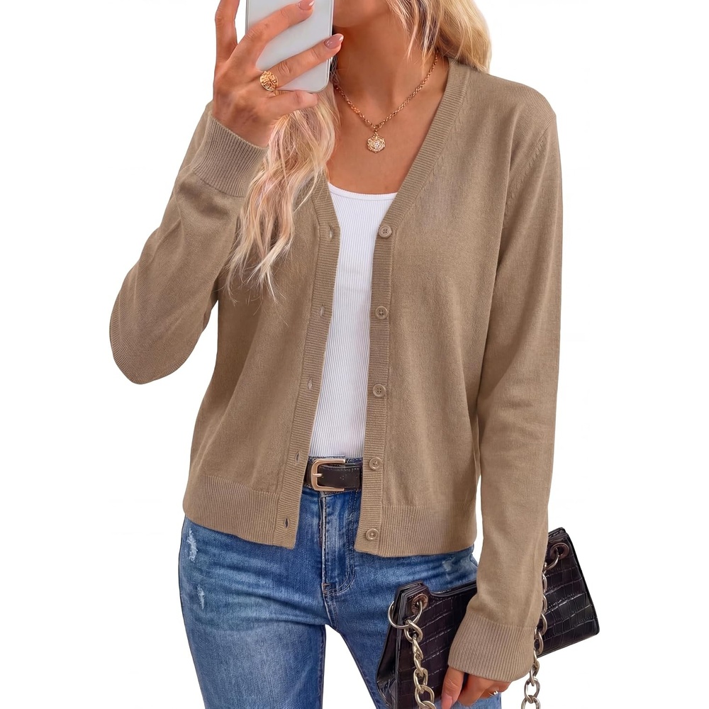 image:imageArachampCloz Womens Wool Blend Business Casual Fall Cardigan Sweaters TopsCamel