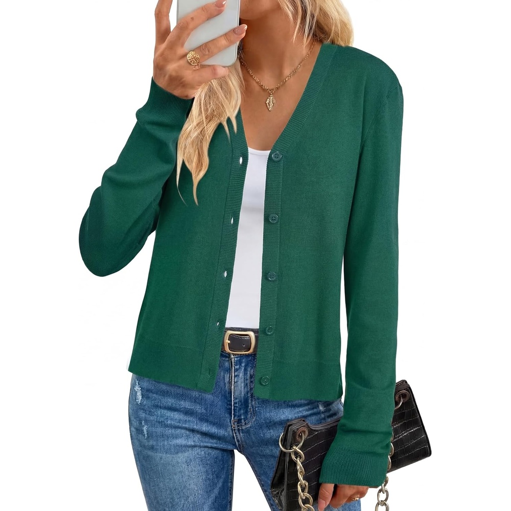 image:imageArachampCloz Womens Wool Blend Business Casual Fall Cardigan Sweaters TopsDark Green