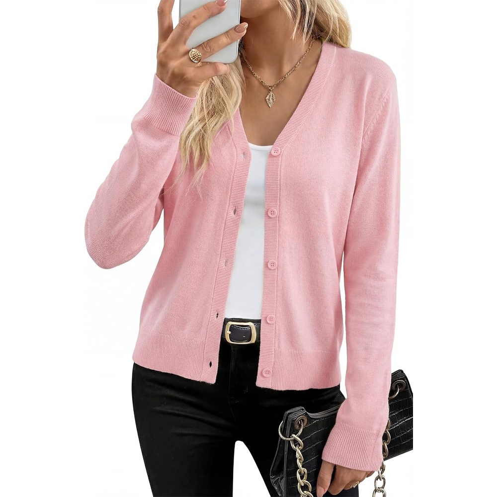 image:imageArachampCloz Womens Wool Blend Business Casual Fall Cardigan Sweaters TopsLight Pink