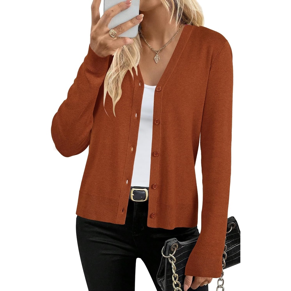 image:imageArachampCloz Womens Wool Blend Business Casual Fall Cardigan Sweaters TopsTerracotta
