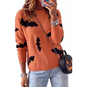 Arach&Cloz Women’s Relaxed Fit Sweaters Spring Fall Casual Cozy Tops 2026(Bat Orange Black)