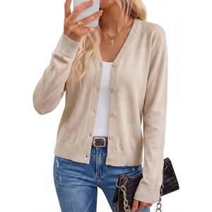 Arach&Cloz Women’s Wool Blend Business Casual Fall Cardigan Sweaters Tops(Apricot)