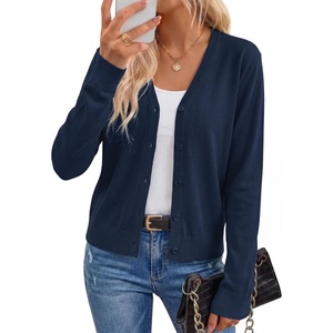 Arach&Cloz Women’s Wool Blend Business Casual Fall Cardigan Sweaters Tops(Navy)