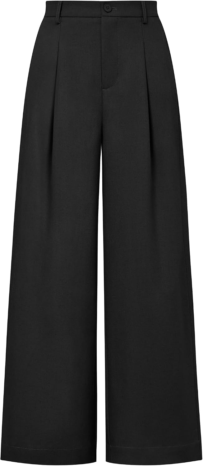 image:imageArachampCloz Womens Linen Wide Leg Work Dress Pants Business Casual OutfitsBlack