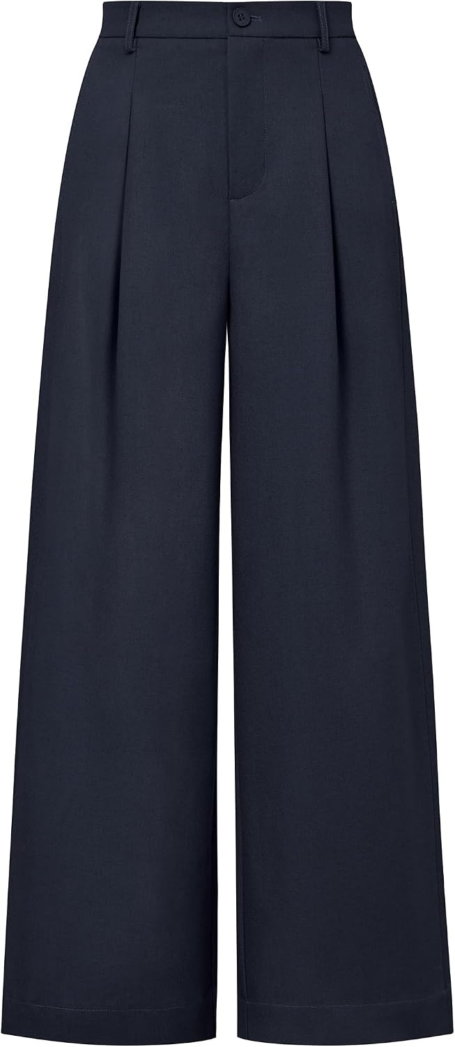 image:imageArachampCloz Womens Linen Wide Leg Work Dress Pants Business Casual OutfitsNavy