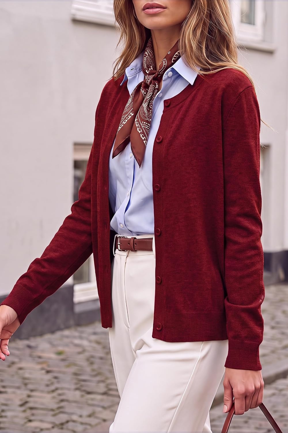 image:imageArachampCloz Womens Wool Blend Business Casual Fall Cardigan Sweaters TopsRed