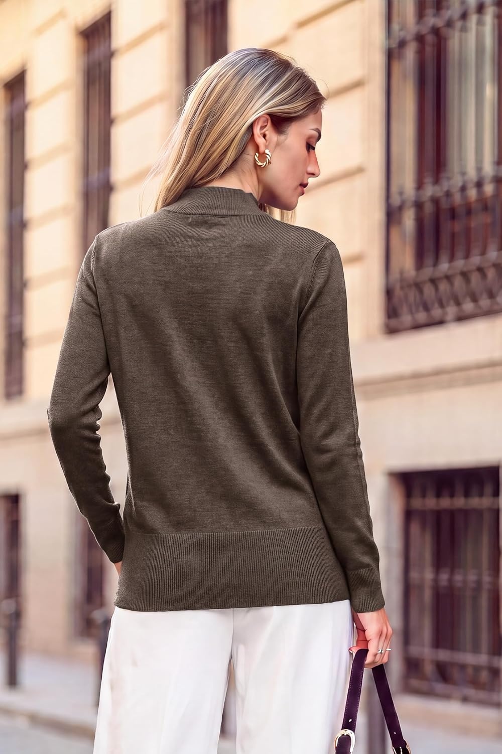 image:imageArachampCloz Womens Wool Blend Mock Neck Fall Sweater Business Casual OutfitAcoffee