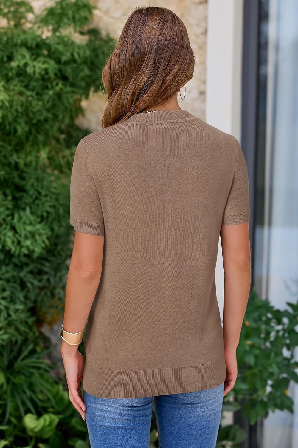 image:imageArachampCloz Womens Wool Blend Short Sleeve Sweater Business Casual TopsAcamel02