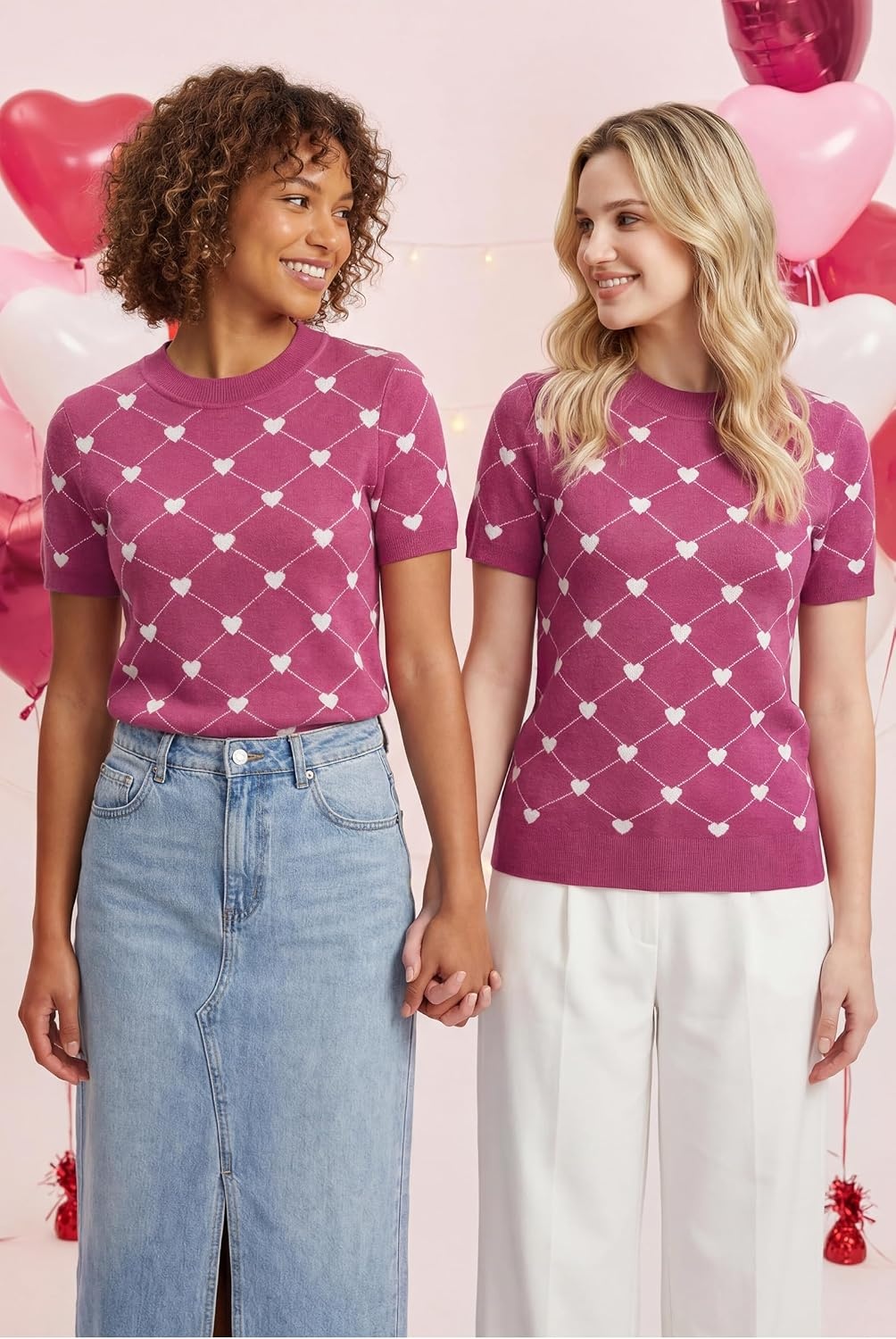 image:imageArachampCloz Womens Wool Blend Short Sleeve Sweater Business Casual TopsRose Heart
