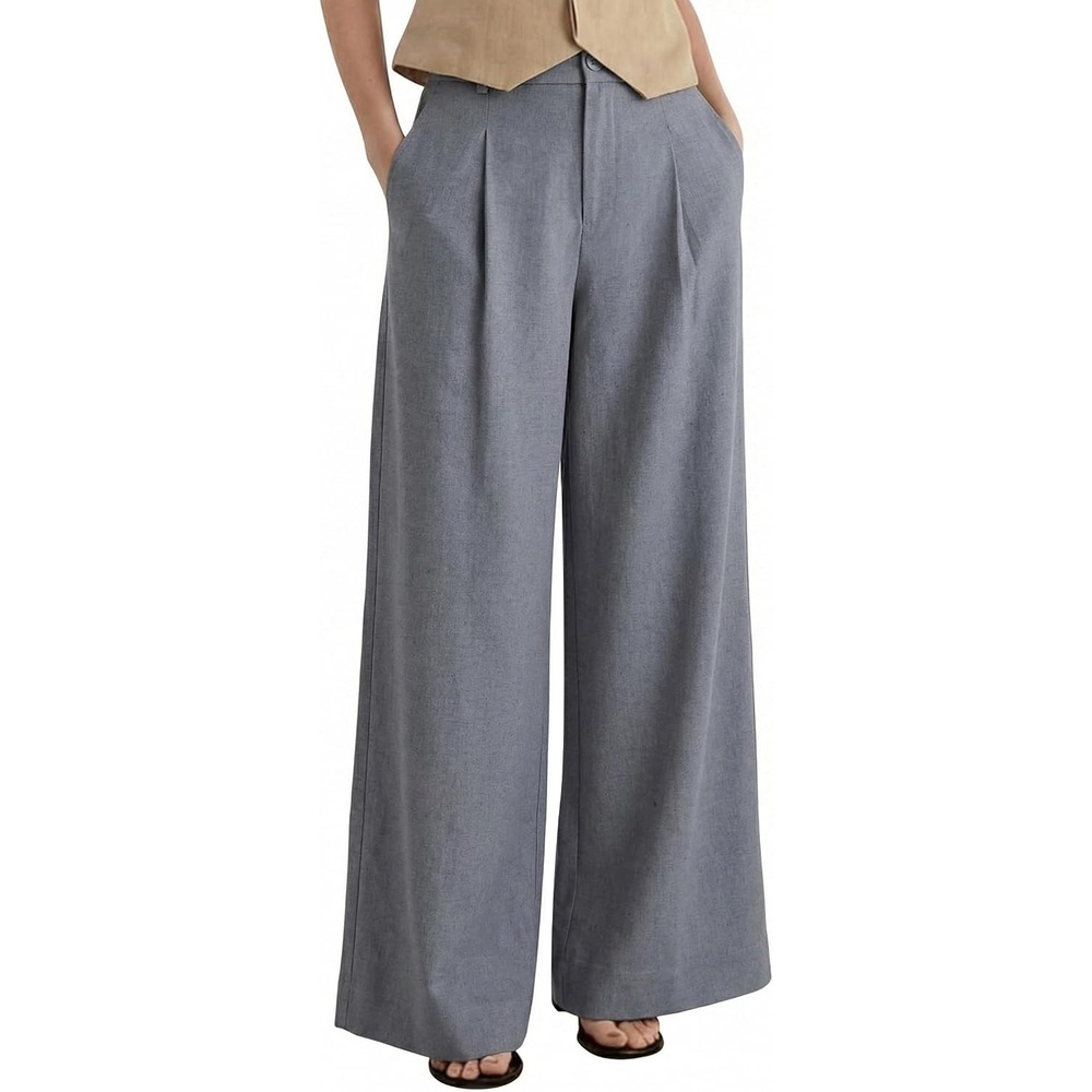 image:imageArachampCloz Womens Linen Wide Leg Work Dress Pants Business Casual OutfitsGrey
