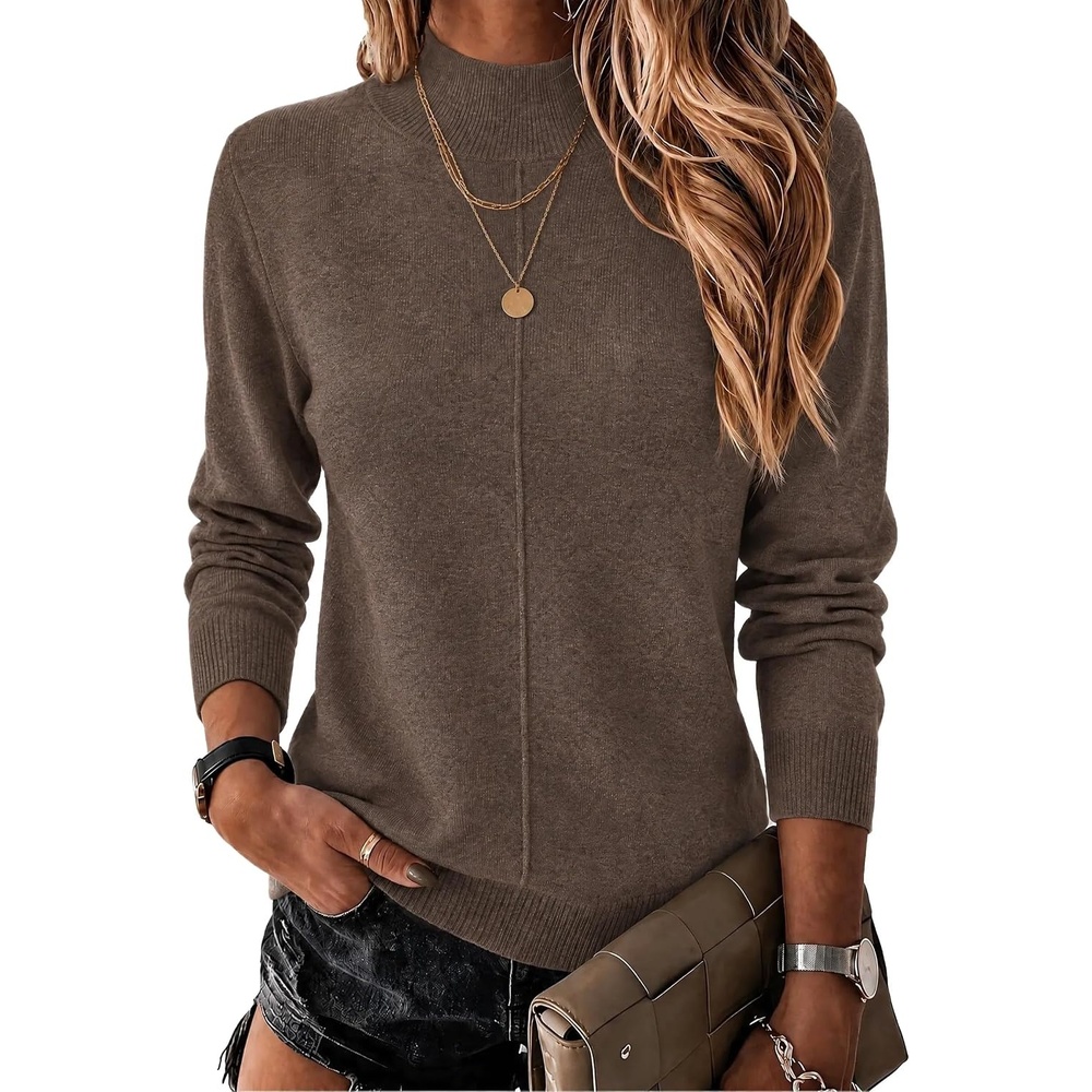 image:imageArachampCloz Womens Wool Blend Mock Neck Fall Sweater Business Casual OutfitAcoffee