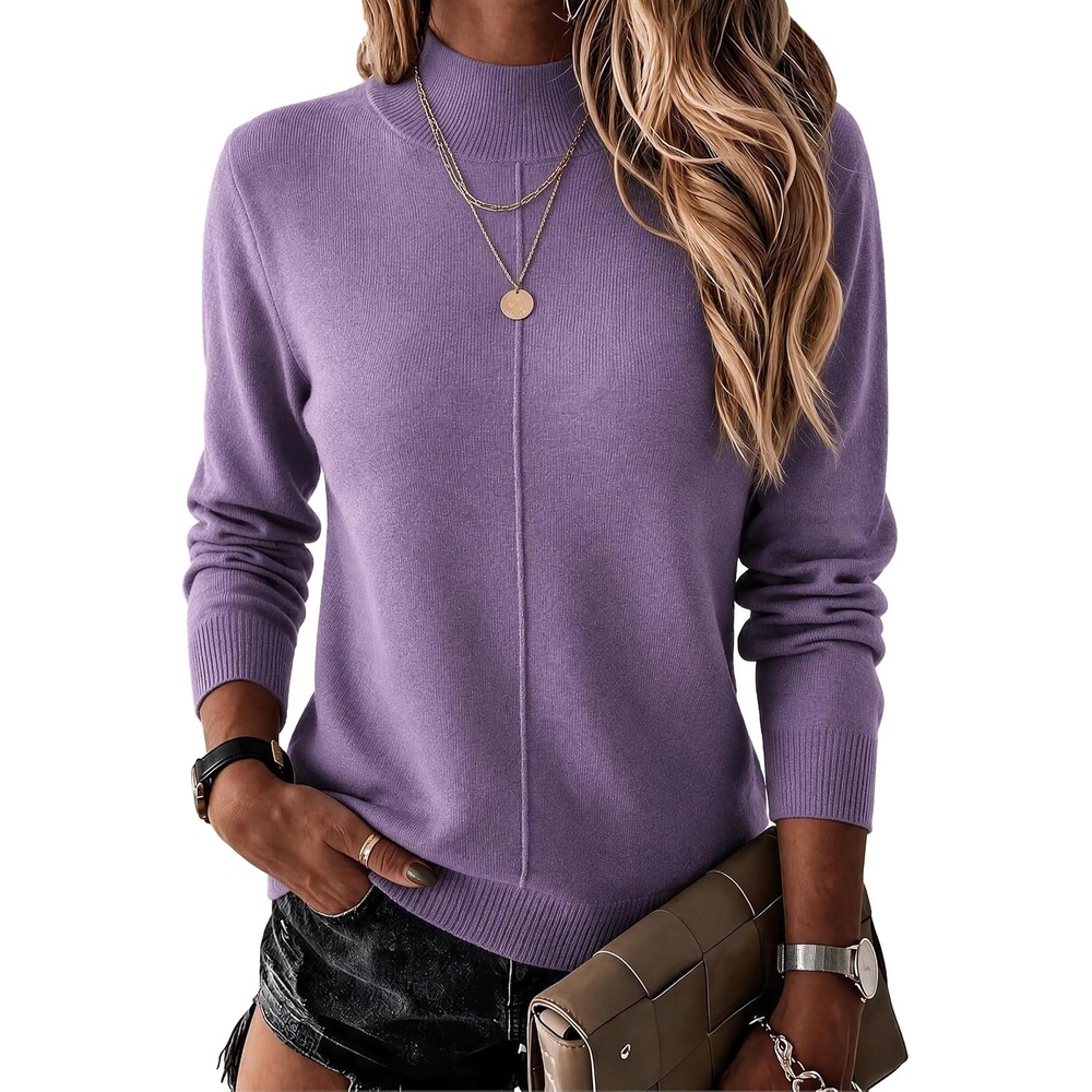 image:imageArachampCloz Womens Wool Blend Mock Neck Fall Sweater Business Casual OutfitApurple