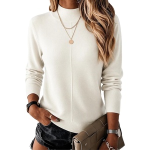 Arach&Cloz Women’s Wool Blend Mock Neck Fall Sweater Business Casual Outfit(A-off-white)