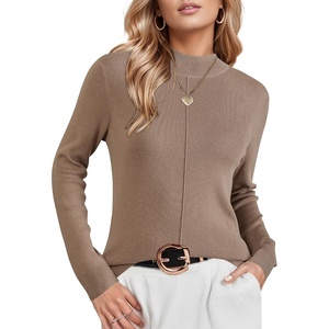 Arach&Cloz Women’s Wool Blend Mock Neck Fall Sweater Business Casual Outfit(Camel)