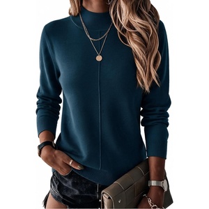 Arach&Cloz Women’s Wool Blend Mock Neck Fall Sweater Business Casual Outfit(Dark Green)
