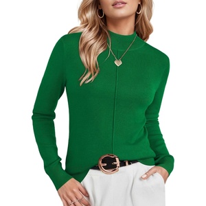 Arach&Cloz Women’s Wool Blend Mock Neck Fall Sweater Business Casual Outfit(Green)