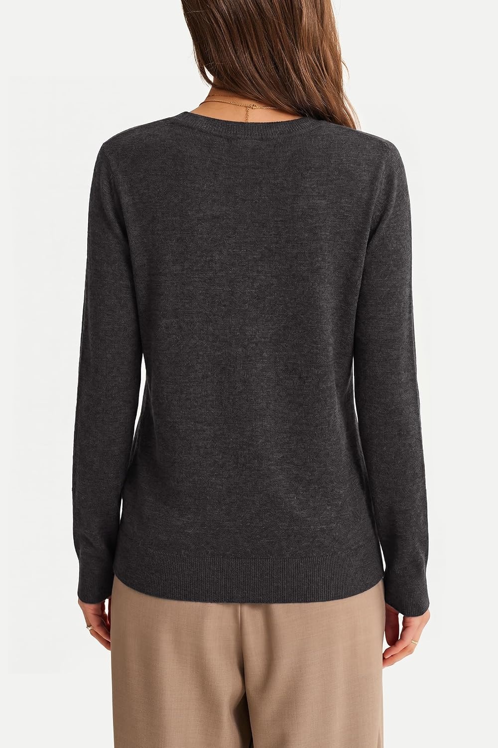 image:imageArachampCloz Womens 100 Merino Wool Long Sleeve Crew Neck Fall Work SweaterDark Gray