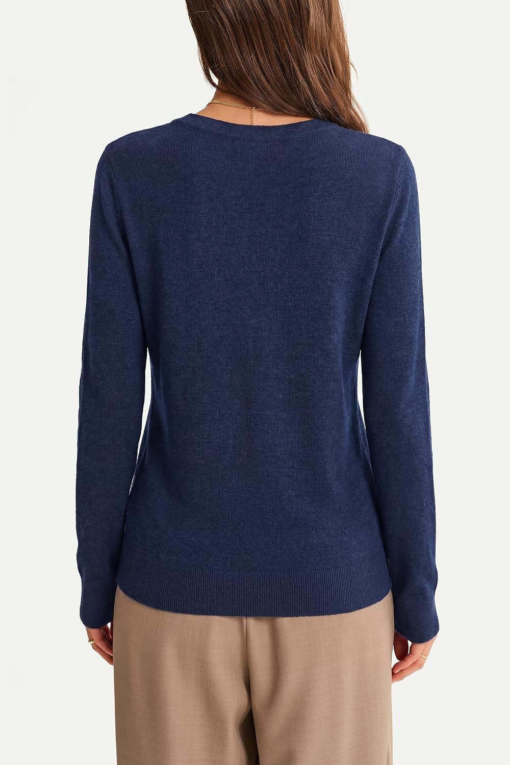 image:imageArachampCloz Womens 100 Merino Wool Long Sleeve Crew Neck Fall Work SweaterNavy Blue