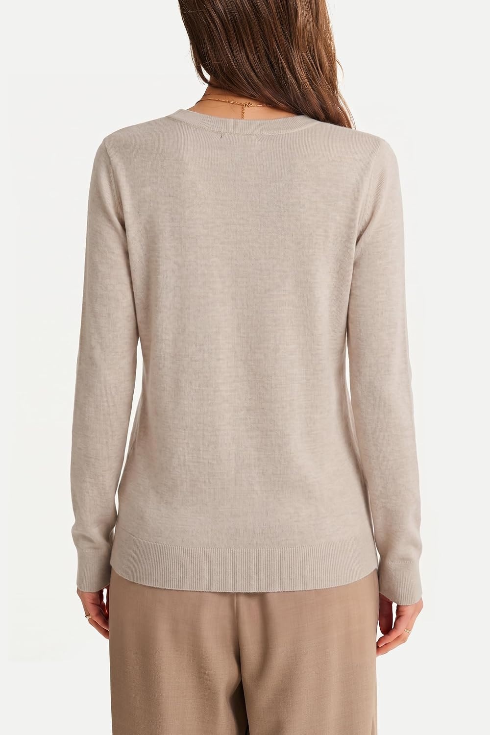 image:imageArachampCloz Womens 100 Merino Wool Long Sleeve Crew Neck Fall Work SweaterOatmeal