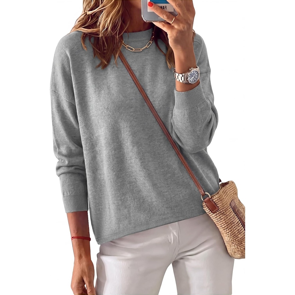 image:imageArachampCloz Womens Relaxed Fit Sweaters Spring Fall Casual Cozy Tops 2026Gray