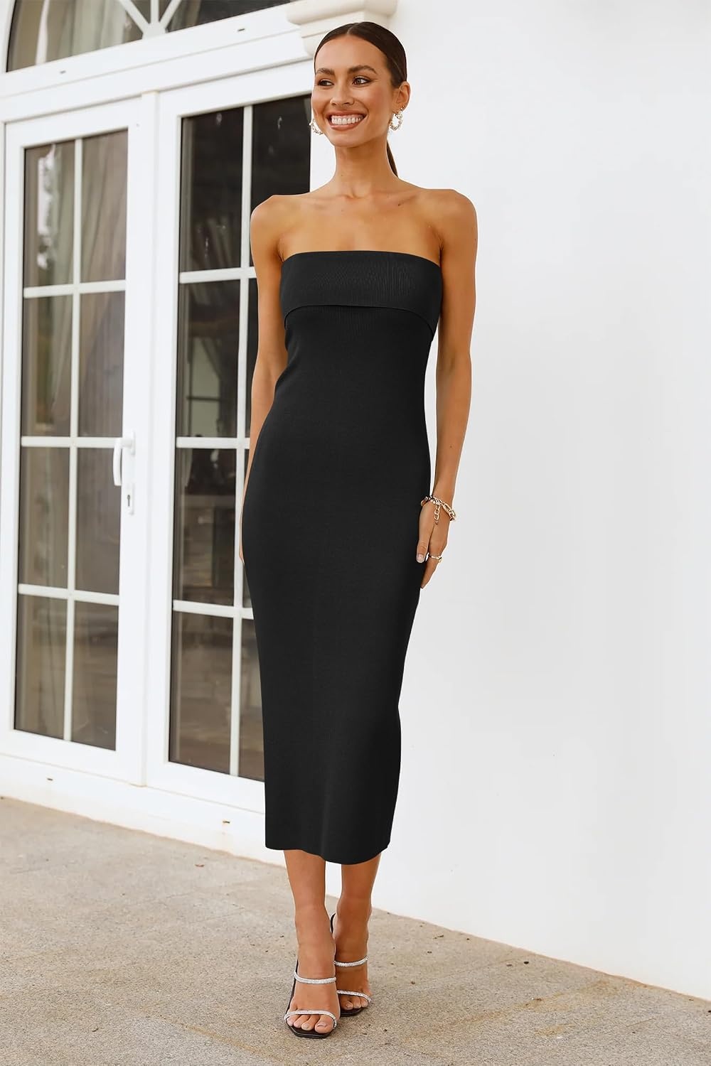 image:imageArachampCloz Womens Silk Blend Fold Over Elegant Classy Wedding Guest Dress 2025
