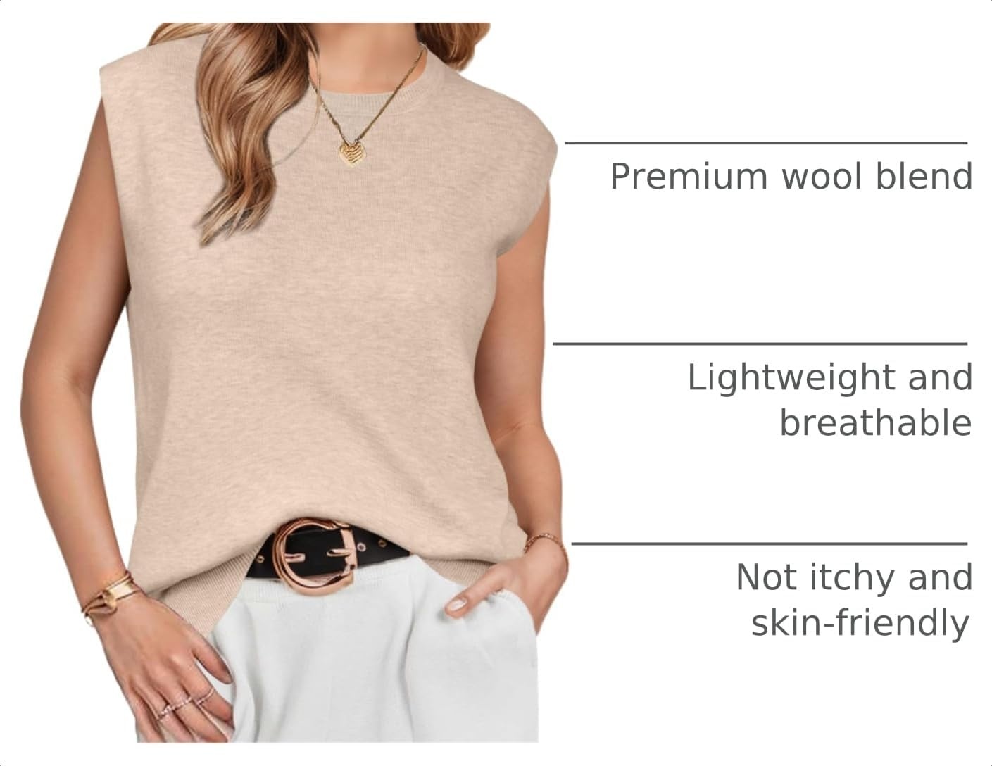 image:imageArachampCloz Womens Wool Blend Mock Neck Fall Sweater Vest Work Tops 2026Apricot5046