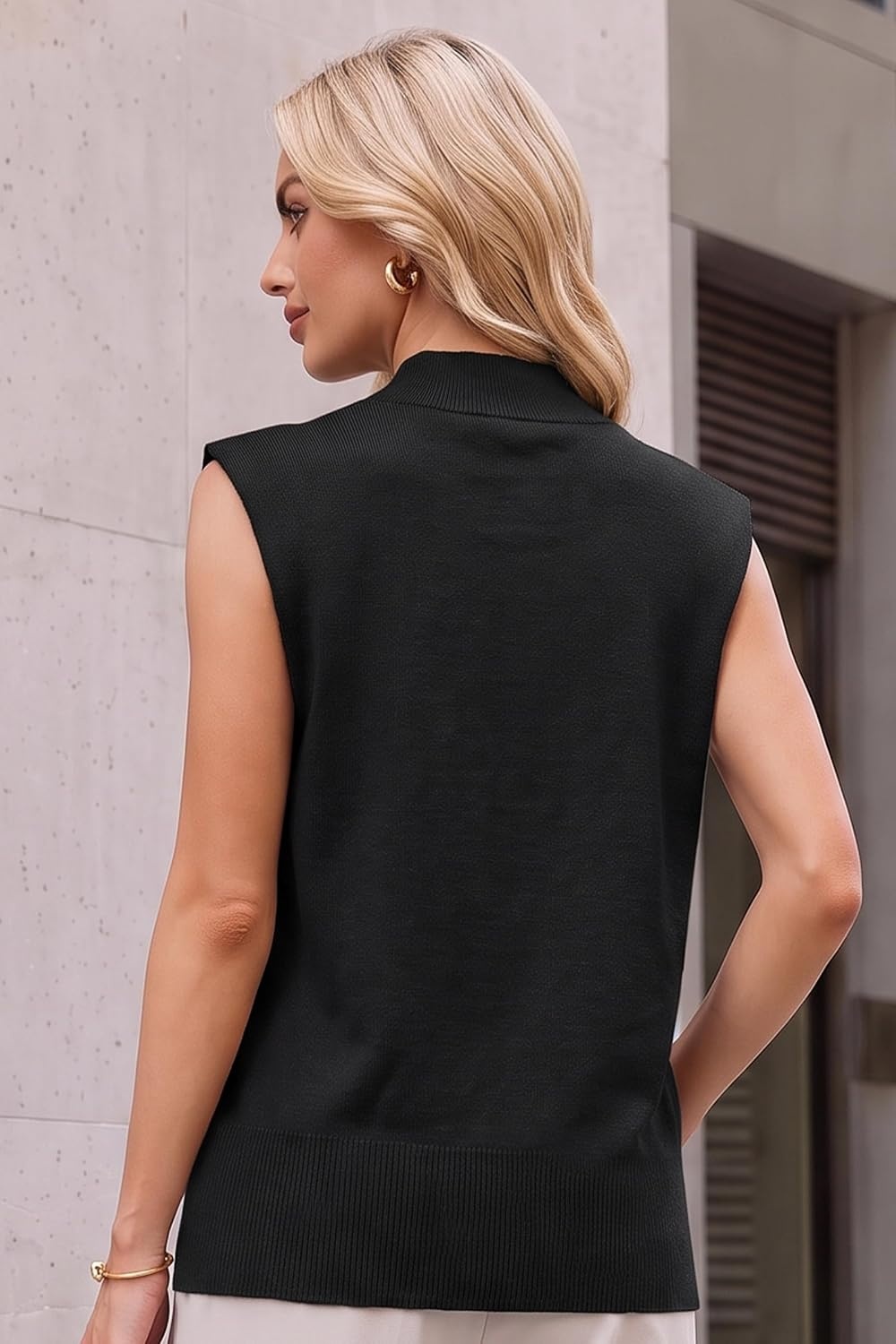 image:imageArachampCloz Womens Wool Blend Mock Neck Fall Sweater Vest Work Tops 2026Black