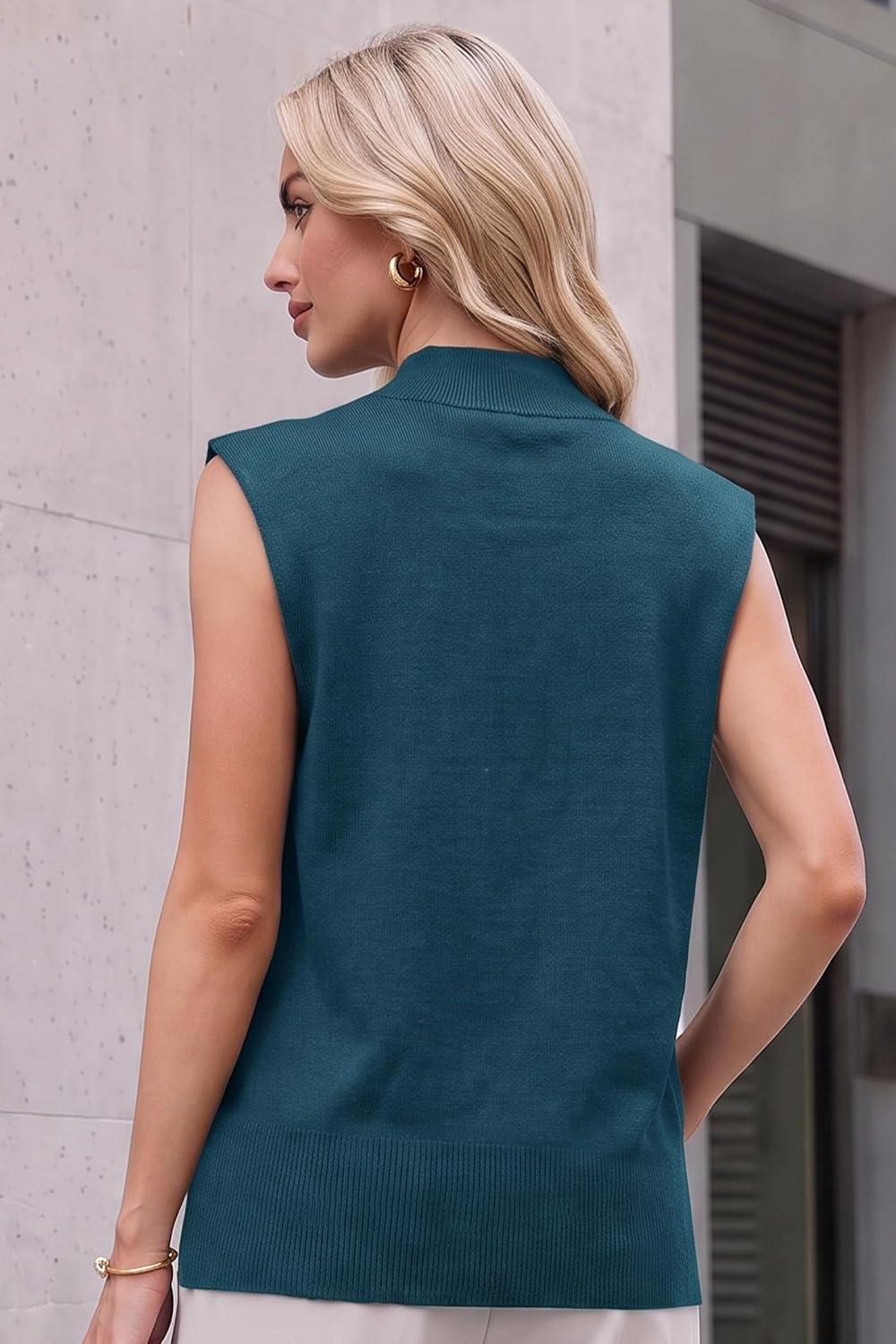 image:imageArachampCloz Womens Wool Blend Mock Neck Fall Sweater Vest Work Tops 2026Green