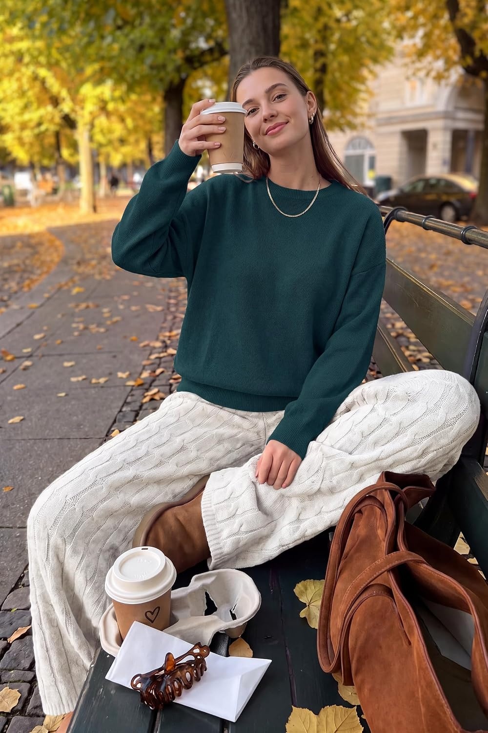 image:imageArachampCloz Womens Wool Blend Oversized Sweaters Fall Fashion Outfits 2026Dark Green