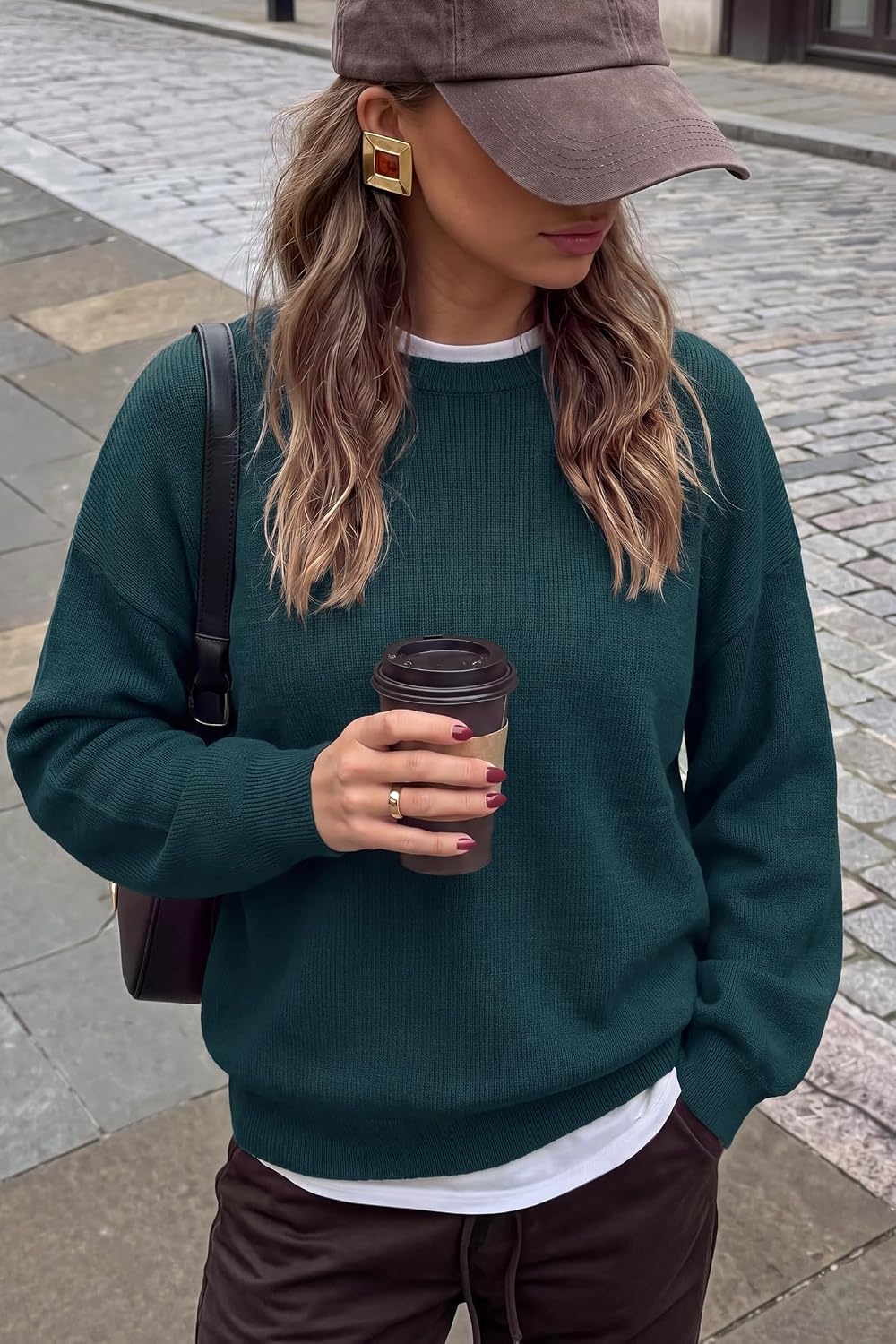 image:imageArachampCloz Womens Wool Blend Oversized Sweaters Fall Fashion Outfits 2026Dark Green