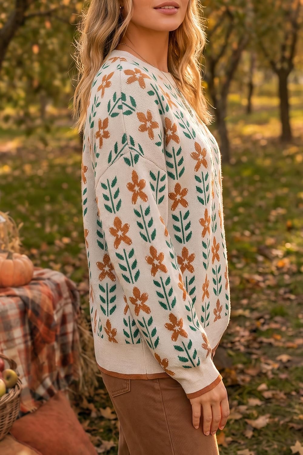 image:imageArachampCloz Womens Wool Blend Oversized Sweaters Fall Fashion Outfits 2026Flower Beige
