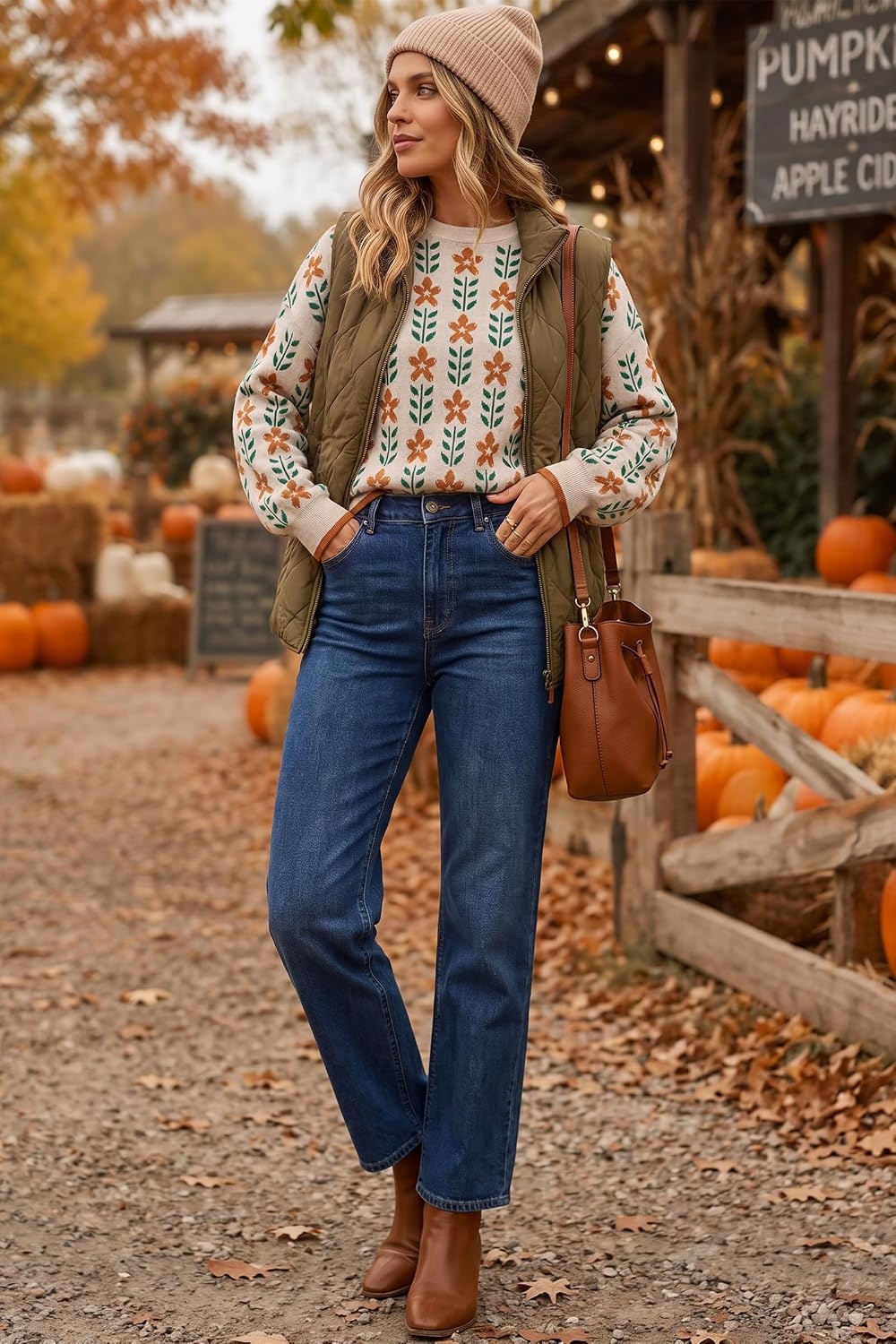image:imageArachampCloz Womens Wool Blend Oversized Sweaters Fall Fashion Outfits 2026Flower Beige