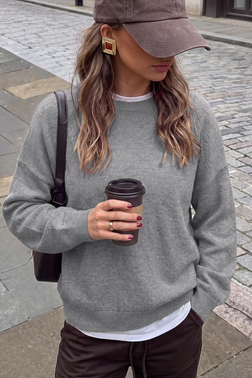 image:imageArachampCloz Womens Wool Blend Oversized Sweaters Fall Fashion Outfits 2026Gray