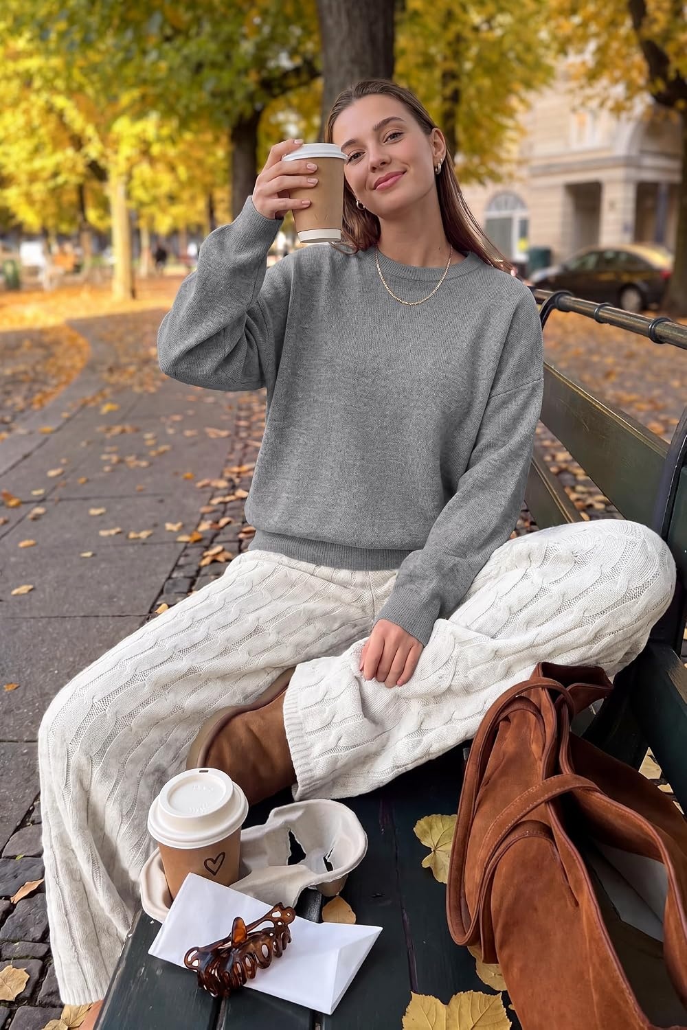 image:imageArachampCloz Womens Wool Blend Oversized Sweaters Fall Fashion Outfits 2026Gray