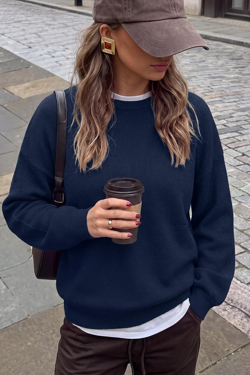 image:imageArachampCloz Womens Wool Blend Oversized Sweaters Fall Fashion Outfits 2026Navy