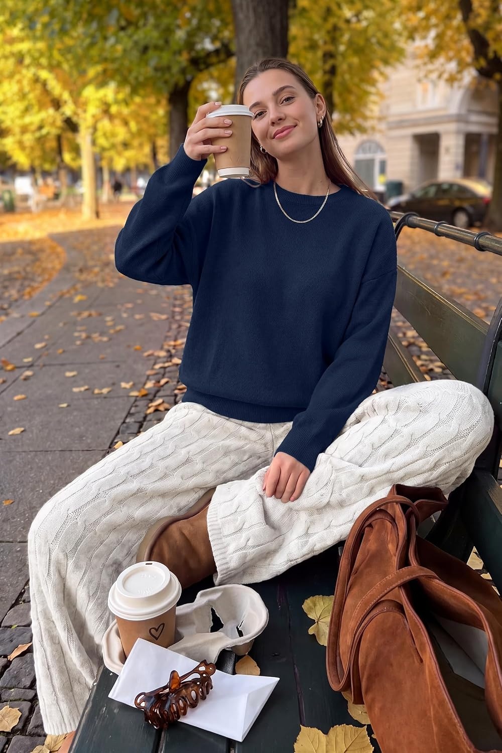 image:imageArachampCloz Womens Wool Blend Oversized Sweaters Fall Fashion Outfits 2026Navy