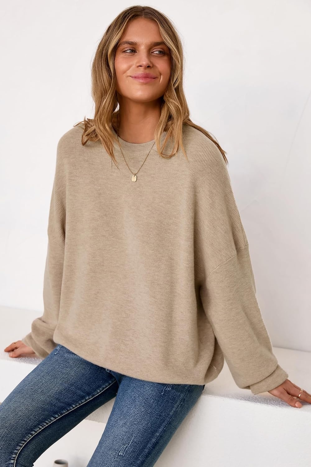 image:imageArachampCloz Womens Wool Blend Oversized Sweaters Fall Fashion Outfits 2026Oatmeal