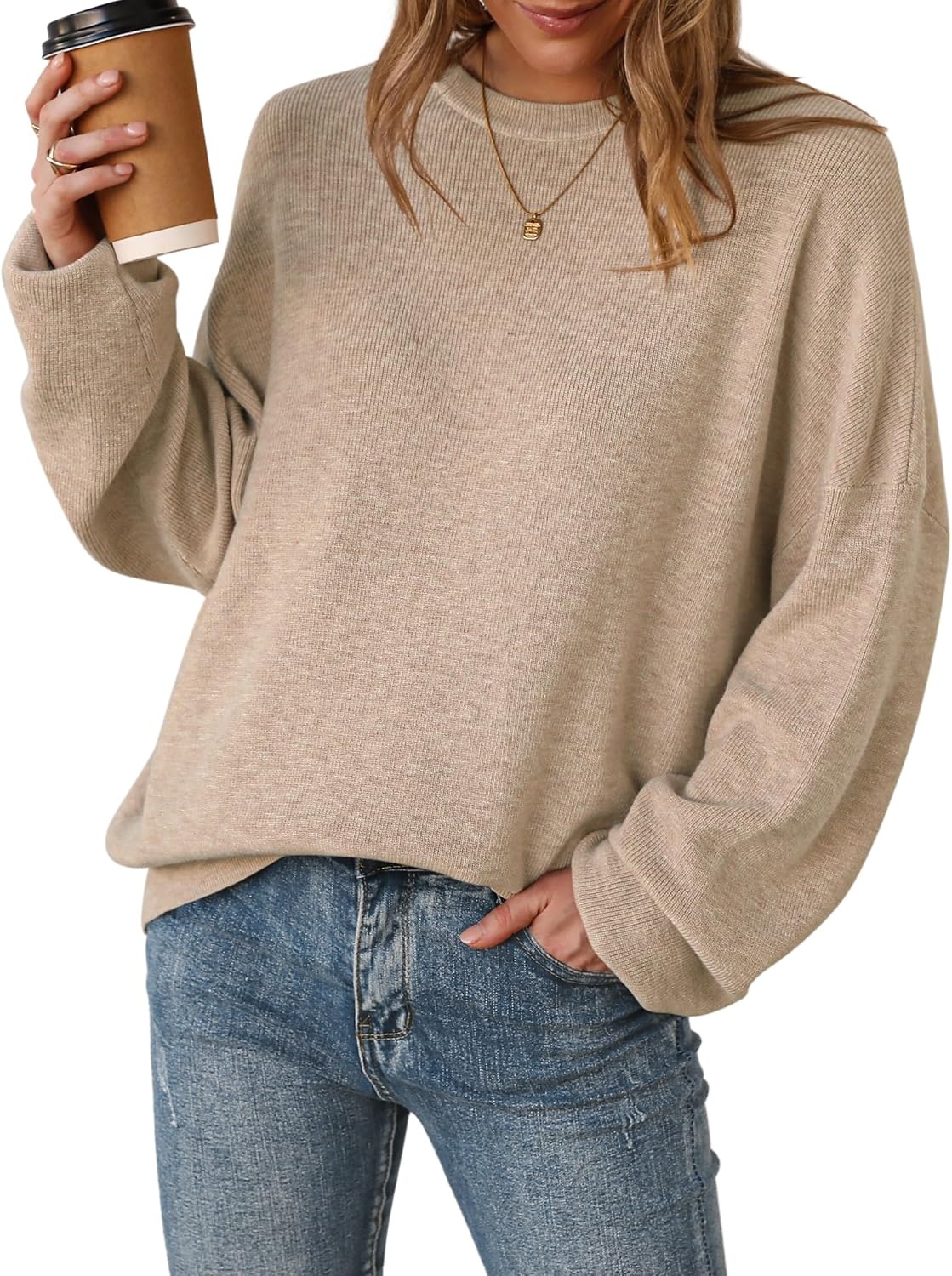 image:imageArachampCloz Womens Wool Blend Oversized Sweaters Fall Fashion Outfits 2026Oatmeal