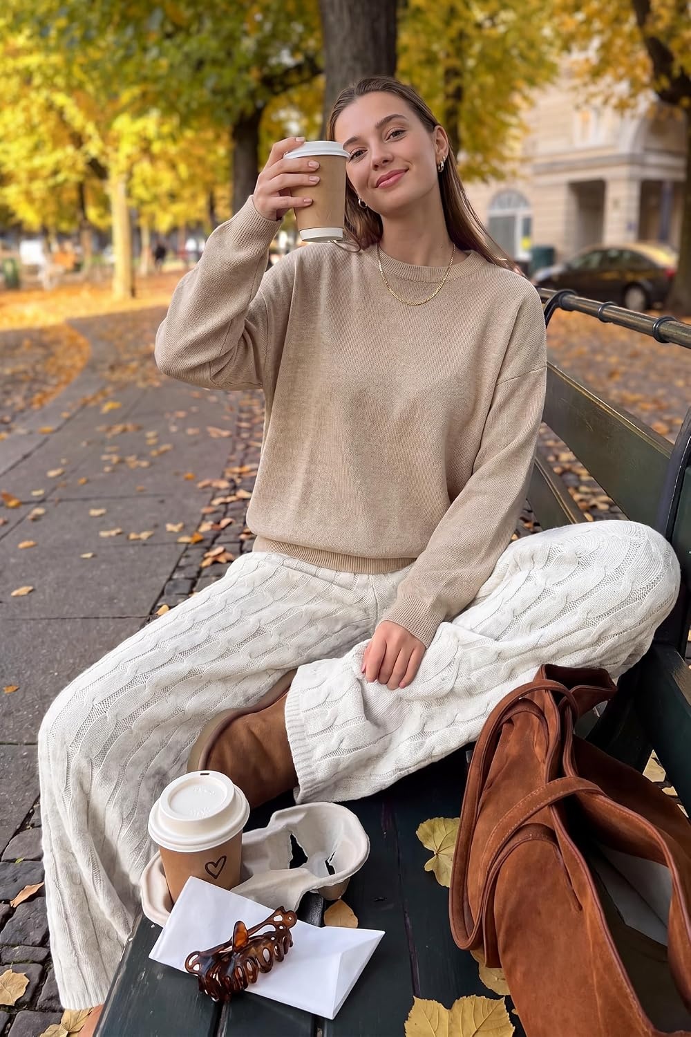 image:imageArachampCloz Womens Wool Blend Oversized Sweaters Fall Fashion Outfits 2026Oatmeal