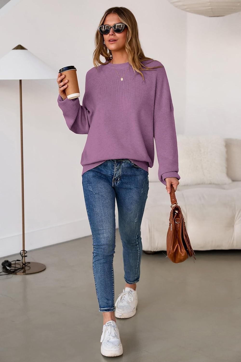 image:imageArachampCloz Womens Wool Blend Oversized Sweaters Fall Fashion Outfits 2026Purple