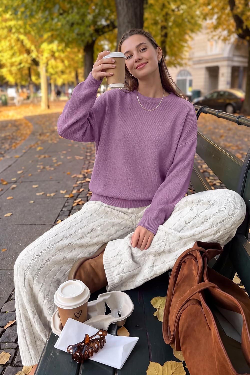 image:imageArachampCloz Womens Wool Blend Oversized Sweaters Fall Fashion Outfits 2026Purple