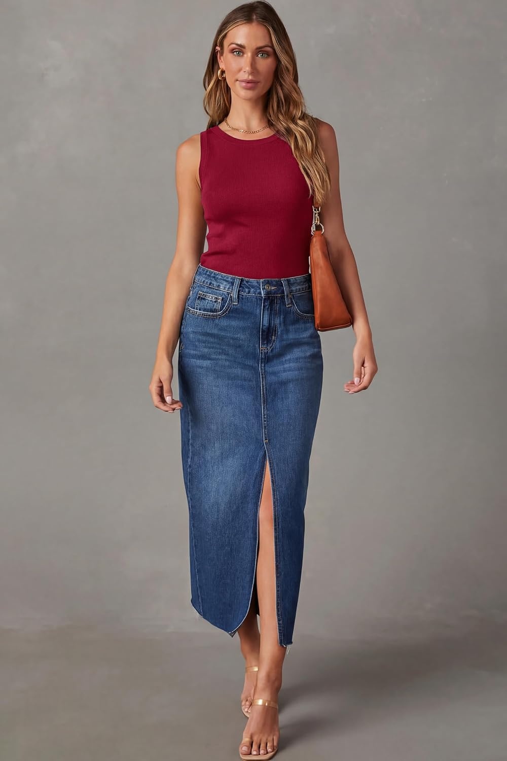 image:imageArachampCloz Womens Wool Blend Sleeveless All Season Business Casual TankBurgundy Red